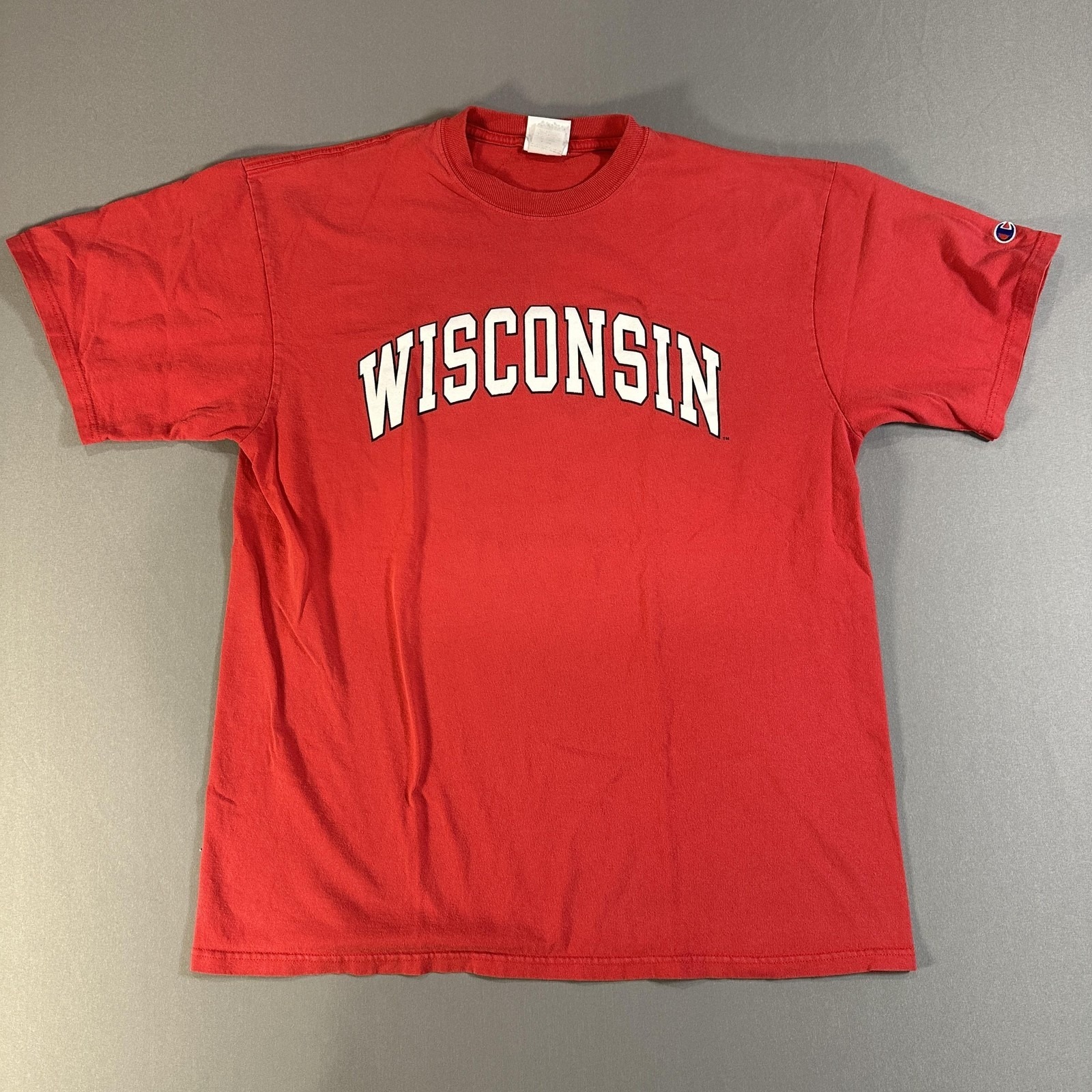 Champion Shirt Mens Xl Red Wisconsin College Graphic Tee Short Sleeve C Logo